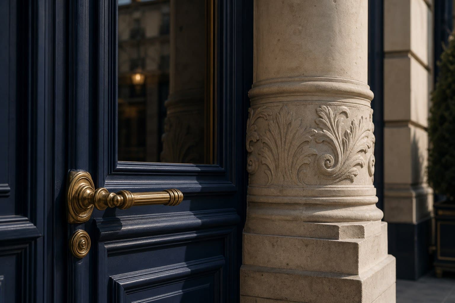 Architekturdetail eines europäischen Geschäftsgebäudes